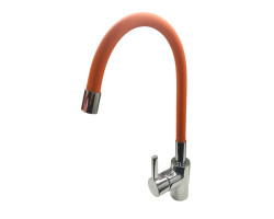TRIX 1008 Kuchynská vodovodná batéria s flexi oranžovým ramienkom, CHRÓM / ORANŽOVÁ