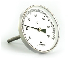 Celonerezový teplomer d100mm so ZADNOU jímkou 60mm, 0-120°C, bimetalový