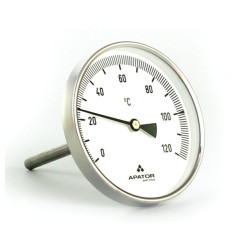 Celonerezový teplomer d60mm so ZADNOU jímkou 100mm, -30+50°C, bimetalový