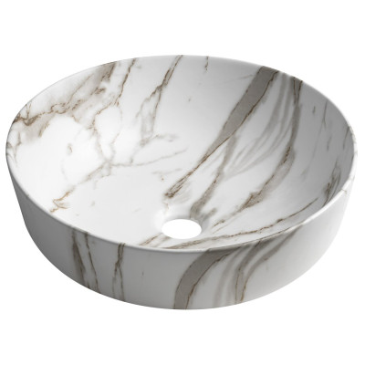 Keramické umývadlo na dosku RONDEA, Ø 41 cm, Bianco Carrara