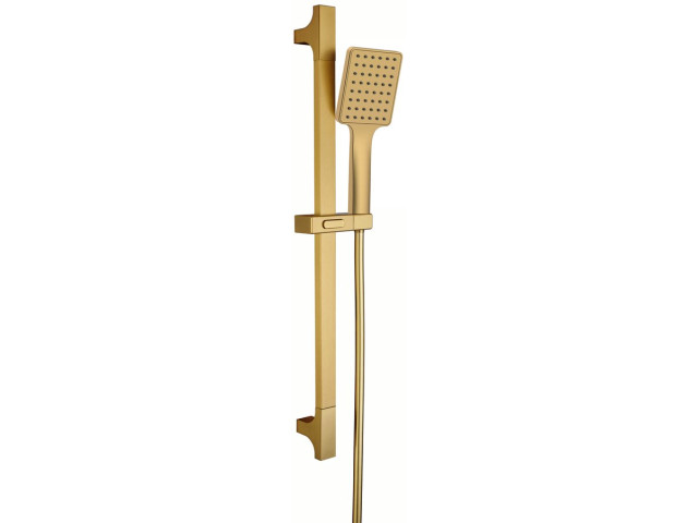 Sprchová súprava hranatá, posuvný držiak 680 mm, zlatá matná