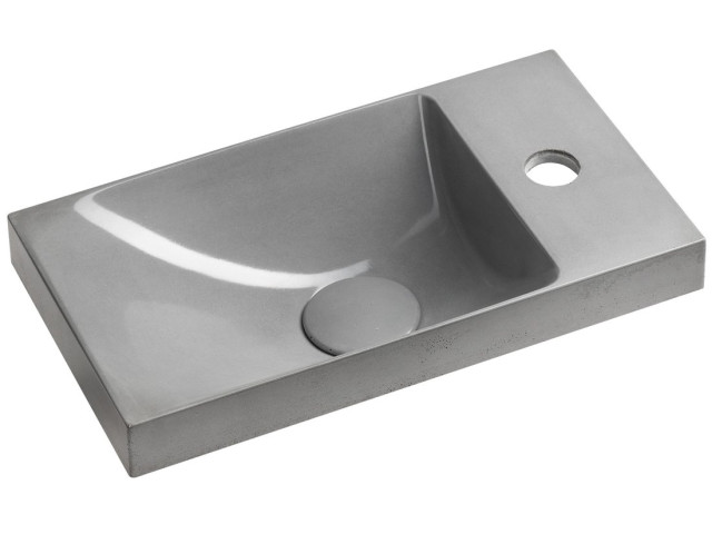Betónové umývadlo AGOS 40 x 22 cm, ľavé/pravé, sivé pololesklé Betónové umývadlo AGOS 40 x 22 cm, ľavé/pravé, sivé pololesklé