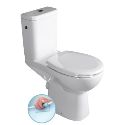 Kombinované WC HANDICAP so zvýšeným sedadlom, bez ráfika, zadný odpad, biele
