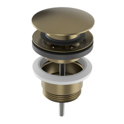 Odtok umývadla 5/4", click-clack, veľká zátka, 10-65 mm, matná zlatá farba