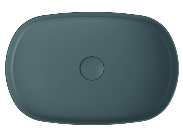 INFINITY OVAL keramické umývadlo na dosku, 55x36 cm, zelená petrol