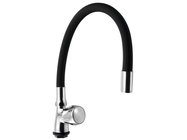 Stojanový ventil 1/2", ohybné rameno, chróm/matná čierna