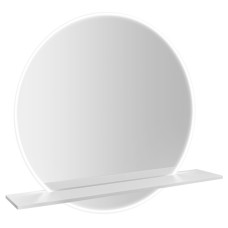 Kruhové zrkadlo VISO s LED osvetlením a policou, priemer 70 cm, biela matná Kruhové zrkadlo VISO s LED osvetlením a policou, priemer 70 cm, biela matná