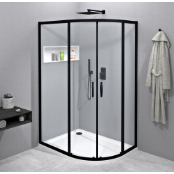 SIGMA SIMPLY BLACK štvrťkruhová sprchová zástena 1200x900 mm, R550, číre sklo