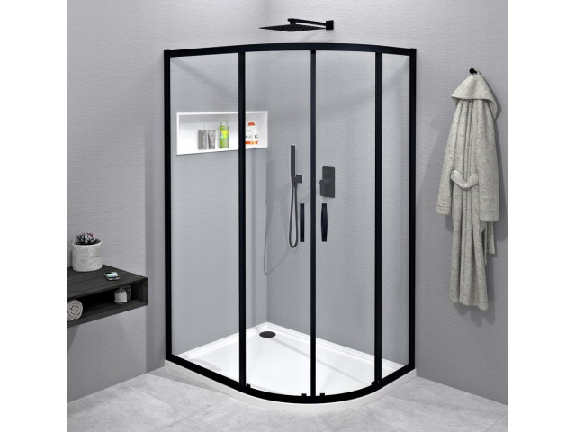 SIGMA SIMPLY BLACK štvrťkruhová sprchová zástena 1200x900 mm, R550, číre sklo