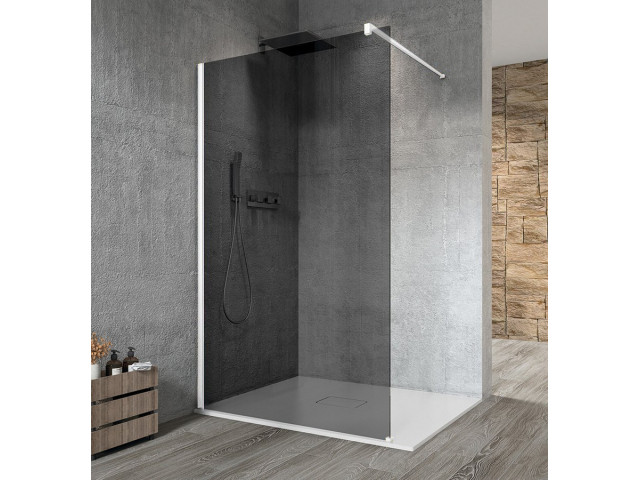 VARIO WHITE jednodílná sprchová zástěna k instalaci ke stěně, kouřové sklo, 1100 mm