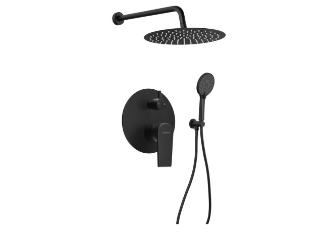 KAI skrytá sprchová súprava s pákovou batériou, otočným prepínačom, 2 výstupmi, matná čierna