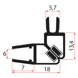 Sada magnetických tesnení 45° pre sklo s hrúbkou 6 mm a profil, 2000 mm, čierna (2 ks)