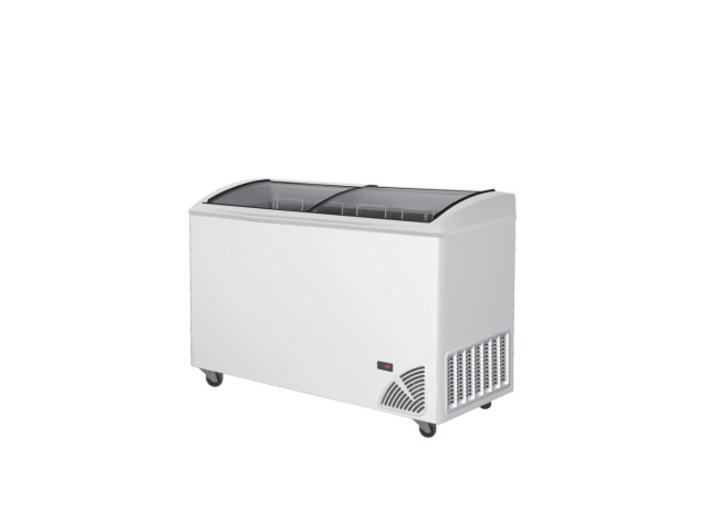 Pultová mraznička so zaobleným skleneným vekom ARO 406/2 White Edge