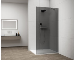 ESCA CHROME jednodielna sprchová zástena na inštaláciu k stene, dymové sklo, 900 mm