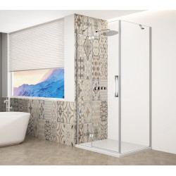 Štvorcový sprchový kút TRINITY CHROME 800x800 mm, číre sklo, ľavý