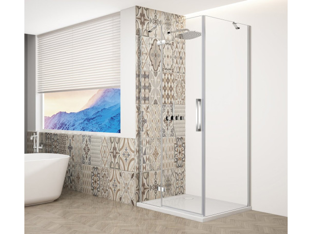 Štvorcový sprchový kút TRINITY CHROME 800x800 mm, číre sklo, ľavý