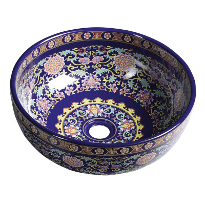 PRIORI keramické umývadlo, priemer 40,5cm, 15,5cm, fialová s ornamentami