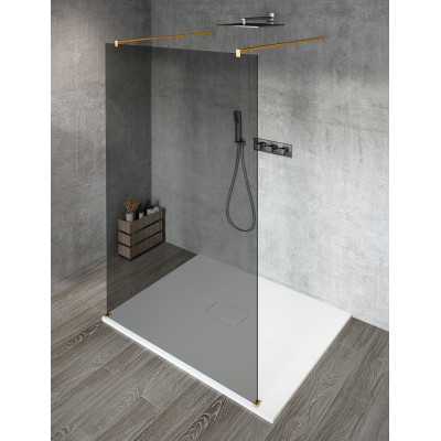 VARIO GOLD MATT jednodielna sprchová zástena do priestoru, dymové sklo, 700 mm