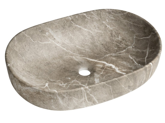 CALEO keramické umývadlo na dosku, 60x42cm, breccia mramor