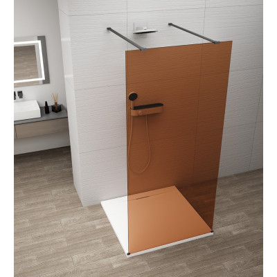 ESCA BLACK MATT jednodielna sprchová zástena do priestoru, sklo Marron, 1400 mm