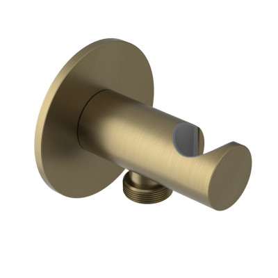 Kruhový držiak na sprchu, pevný, s výtokom, matná zlatá farba Kruhový držiak na sprchu, pevný, s výtokom, matná zlatá farba