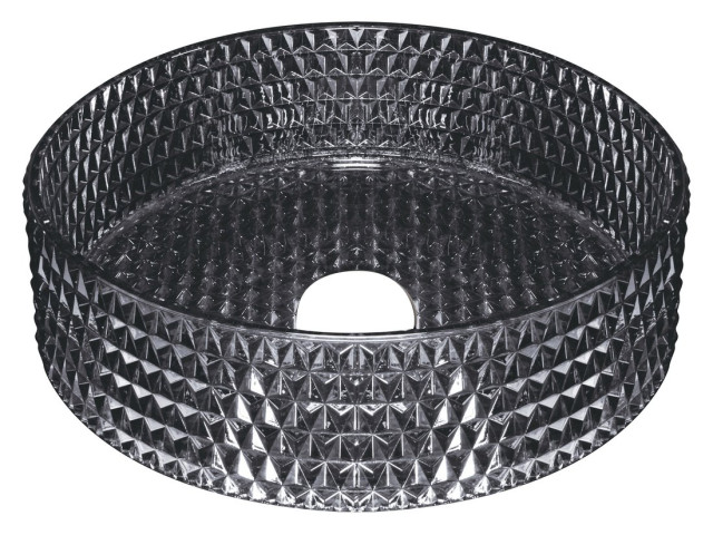 MARAGUA sklenené gravírované umývadlo, priemer 39,5 cm, čierna