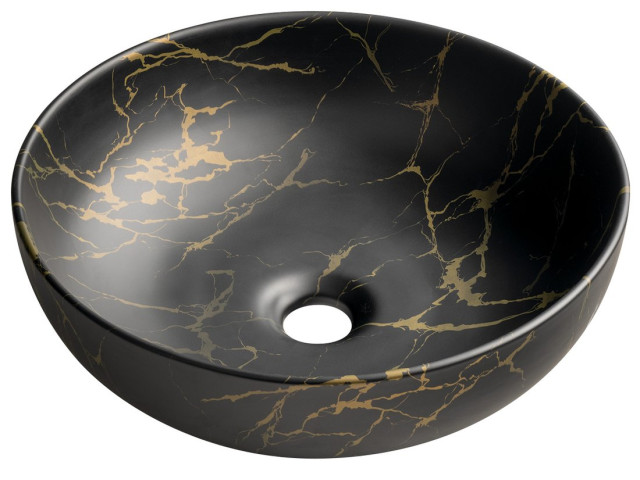 Keramické umývadlo RONDANE na dosku Ø 41 cm, mramor portoro