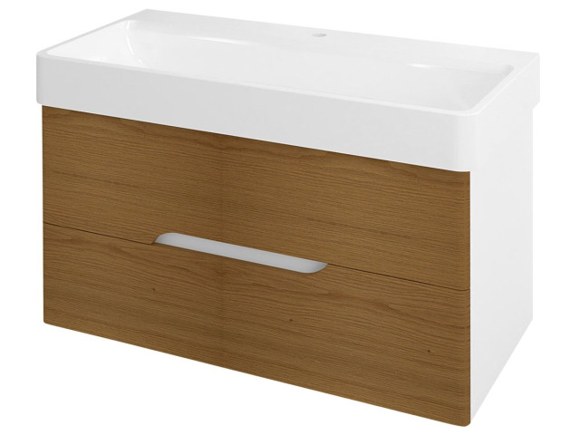 Medien umývadlová skrinka 96,5x50,5x48,5cm, biela mat / dub natural