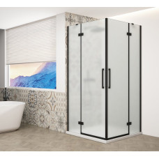 TRINITY BLACK štvorcový sprchový kút 1000x1000 mm, rohový vstup, matné sklo