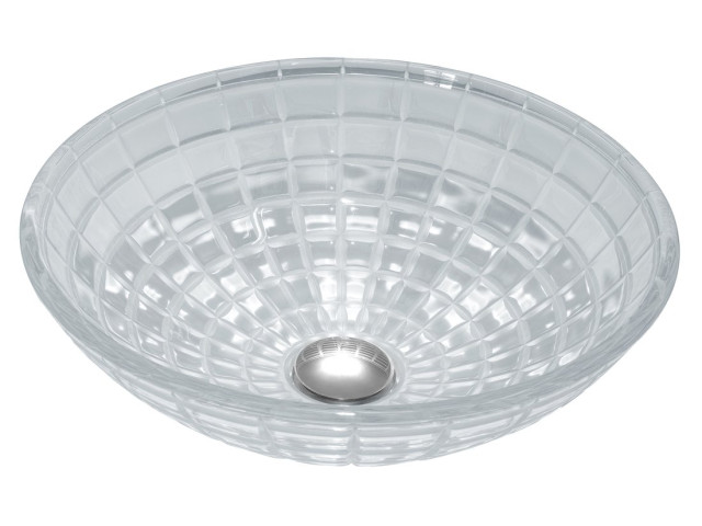 TOSEMI sklenené gravírované umývadlo, priemer 42 cm, číra