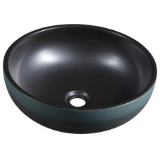 Keramické umývadlo PRIORI na dosku, Ø 41 cm, čierna/zelená