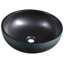 Keramické umývadlo PRIORI na dosku, Ø 41 cm, čierna/zelená