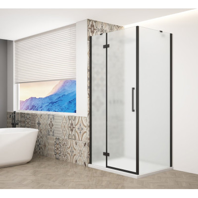 TRINITY BLACK štvorcový sprchový kút 900x900 mm, matné sklo, ľavý