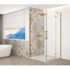 Štvorcový sprchový kút TRINITY GOLD MATT 1100x1100mm, rohový vstup, číre sklo