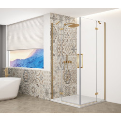 Štvorcový sprchový kút TRINITY GOLD MATT 1100x1100mm, rohový vstup, číre sklo