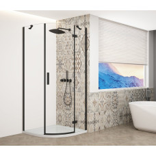 TRINITY BLACK štvrťkruhový sprchový kút 900x900 mm, číre sklo, pravý