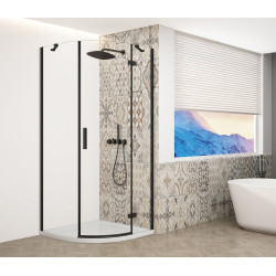 TRINITY BLACK štvrťkruhový sprchový kút 900x900 mm, číre sklo, pravý