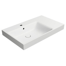 Keramická umývadlová doska NUBES 80x50cm, s policou na pravej strane, matná biela Keramická umývadlová doska NUBES 80x50cm, s policou na pravej strane, matná biela