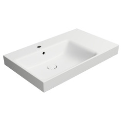 Keramická umývadlová doska NUBES 80x50cm, s policou na pravej strane, matná biela