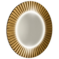 Okrúhle zrkadlo PRIDE s LED osvetlením v ráme ø 90 cm, bronz