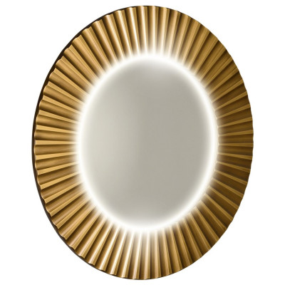 Okrúhle zrkadlo PRIDE s LED osvetlením v ráme ø 90 cm, bronz