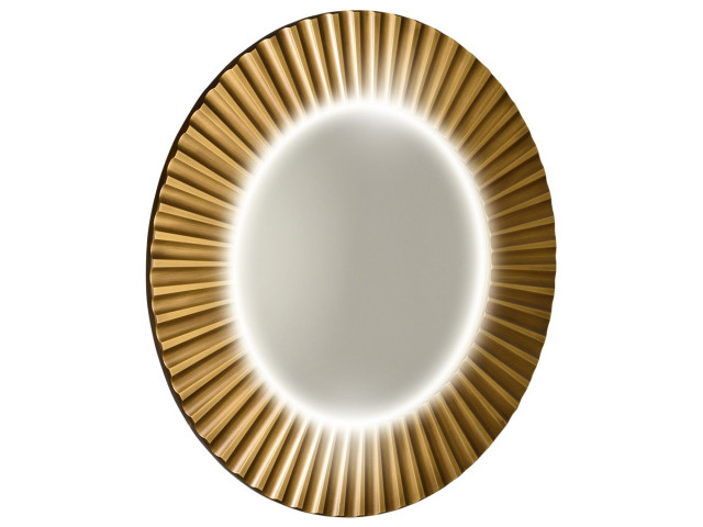 Okrúhle zrkadlo PRIDE s LED osvetlením v ráme ø 90 cm, bronz