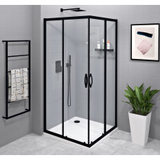 SIGMA SIMPLY BLACK štvorcový sprchovací kút 800x800 mm, rohový vstup, číre sklo