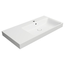 Keramická umývadlová doska NUBES 100x50cm, s úložným priestorom na ľavej strane, matná biela