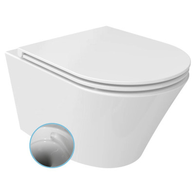 Závesná WC misa PACO, Vortex Rimless, 36x53cm, biela