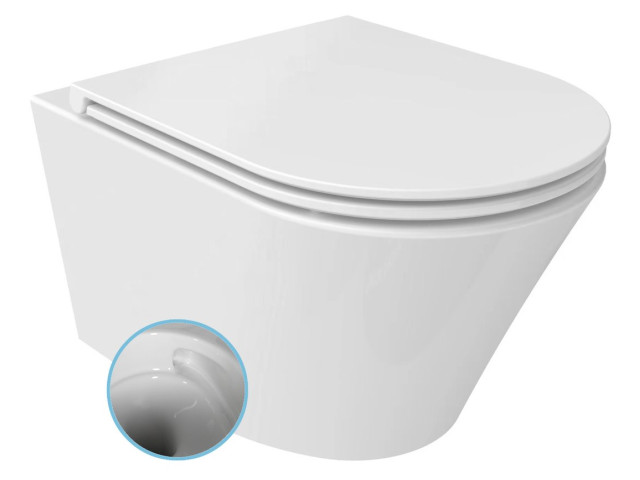 Závesná WC misa PACO, Vortex Rimless, 36x53cm, biela