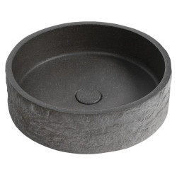 Betónové umývadlo ISPIR vrátane odtoku, 40 cm, čierna žula