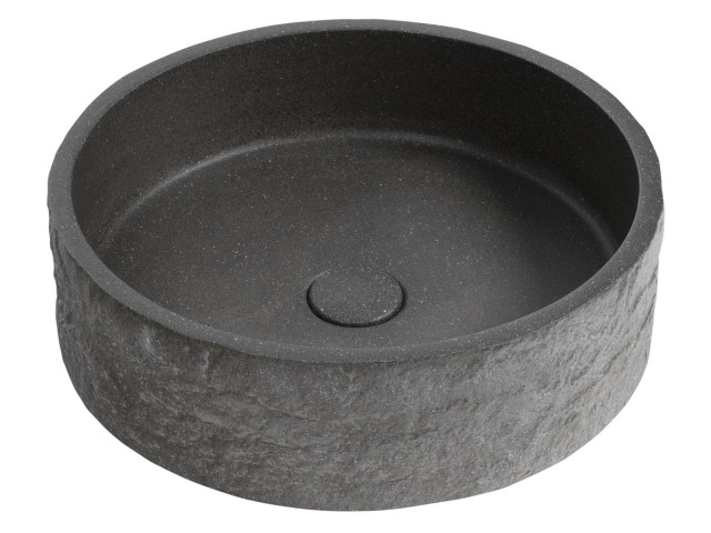 Betónové umývadlo ISPIR vrátane odtoku, 40 cm, čierna žula