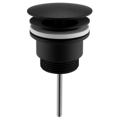 Umyvadlová výpust 5/4“, neuzavíratelná, veľká zátka, 5-65mm, čierna matná