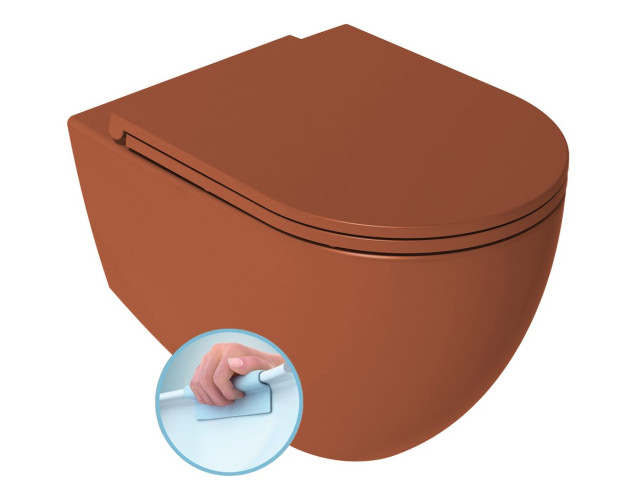 Závesná toaletná misa INFINITY, bez okraja, 36,5 x 53 cm, terakota